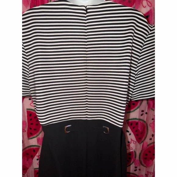 💙 Vintage Positive Attitude Striped Maxi Dress with Belt - Picture 5 of 7